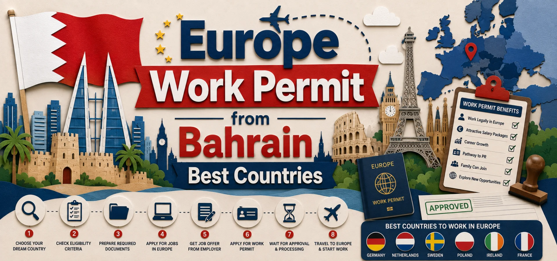 Europe Work Permit from Bahrain Best Countries
